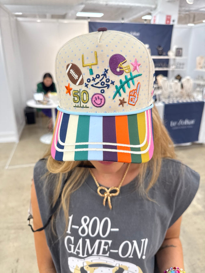 Game Day Doodle Football Embroidered Hat