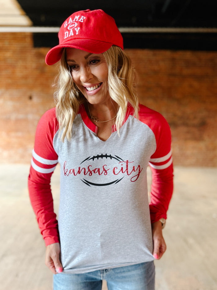 Gameday Football Embroidered Baseball Hat, Red