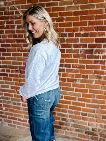 Gameday Red Puff Ink Sweatshirt, Heather Grey