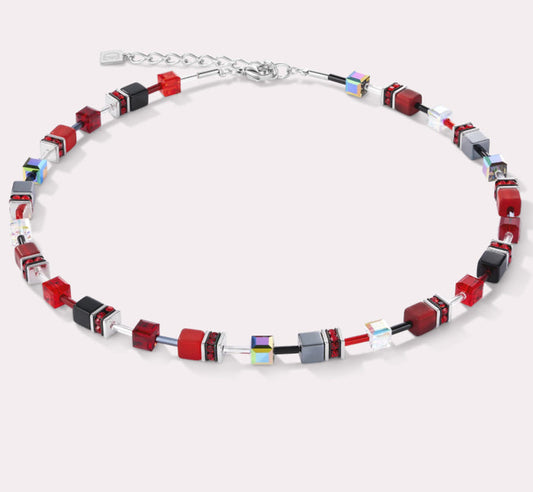 GeoCUBE® Necklace red-haematite - 4014/10-0312