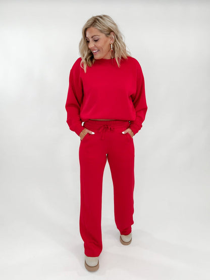 Get What you Want Scuba Straight Leg Pant, Red