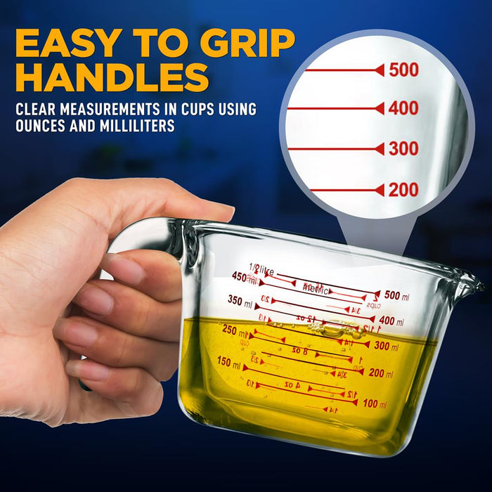 Glass Measuring Cup 500ml Precise Pouring Borosilicate Glass