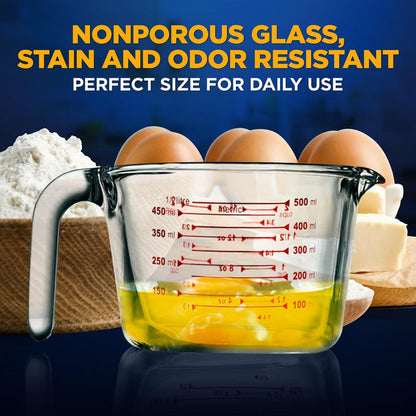 Glass Measuring Cup 500ml Precise Pouring Borosilicate Glass
