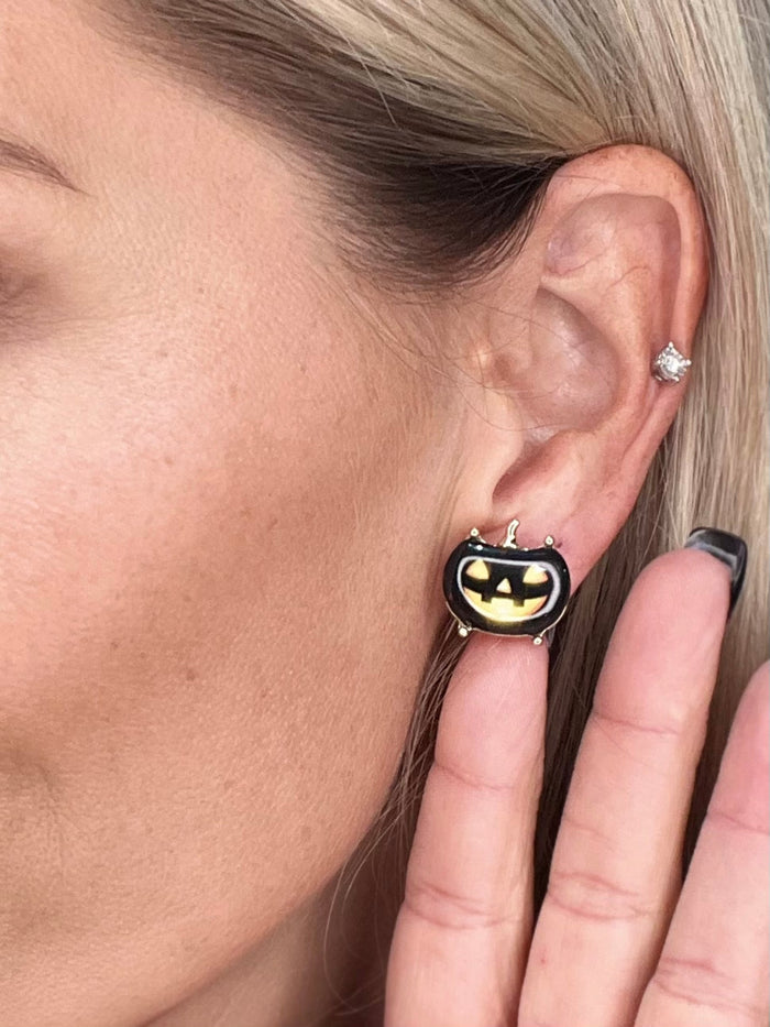 Glowing Pumpkin Stud Earrings