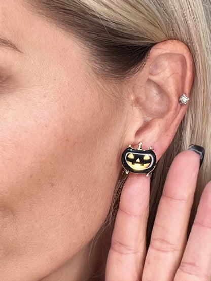 Glowing Pumpkin Stud Earrings
