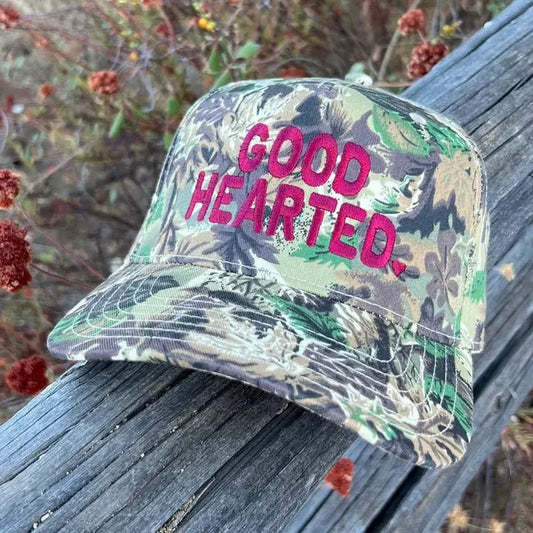 Good Hearted Camo Embroidered Trucker Hat
