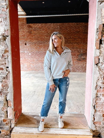 Halo Quarter Zip Pullover, Heather Grey