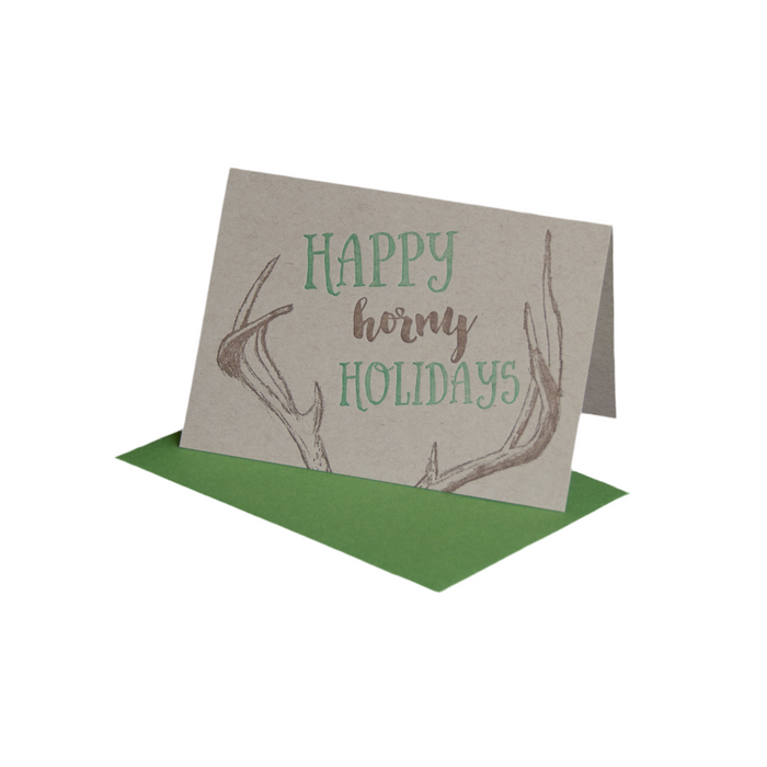 Happy Horny Holidays card, letterpress printed, eco friendly