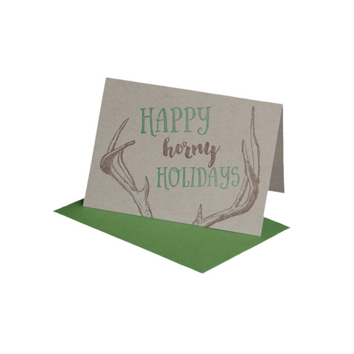 Happy Horny Holidays card, letterpress printed, eco friendly