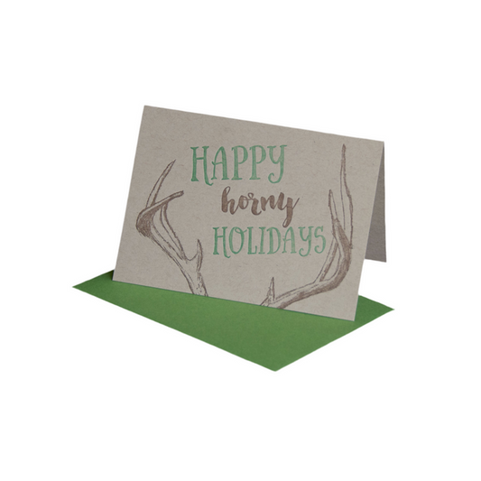 Happy Horny Holidays card, letterpress printed, eco friendly