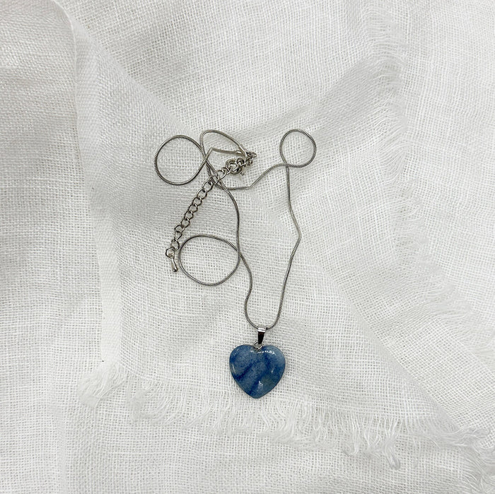 Heart-Shaped Blue Quartz Pendant Necklace | Calm & Clarity