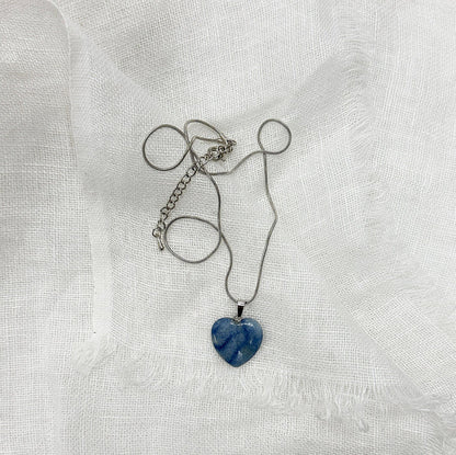 Heart-Shaped Blue Quartz Pendant Necklace | Calm & Clarity