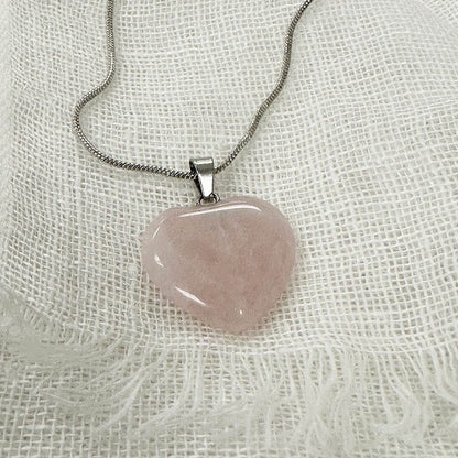 Heart-Shaped Rose Quartz Pendant Necklace | Stone of Love