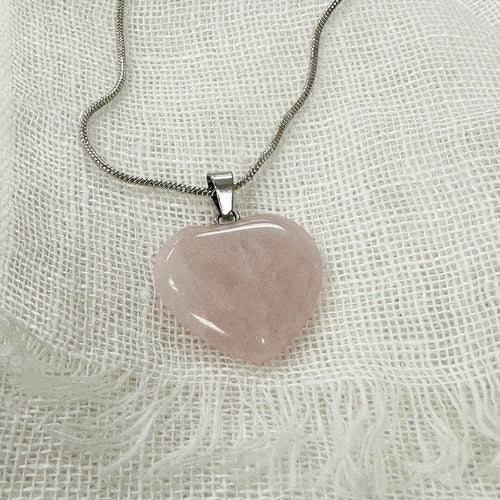 Heart-Shaped Rose Quartz Pendant Necklace | Stone of Love