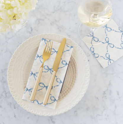 Hester & Cook Party Heirloom Blue Bow Napkins (Select Size)