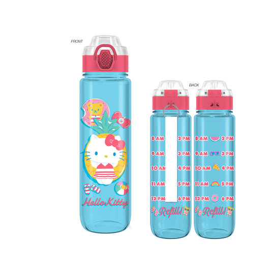 Hello Kitty Plastic 33oz Water Bottle w Locking Lid & Strap