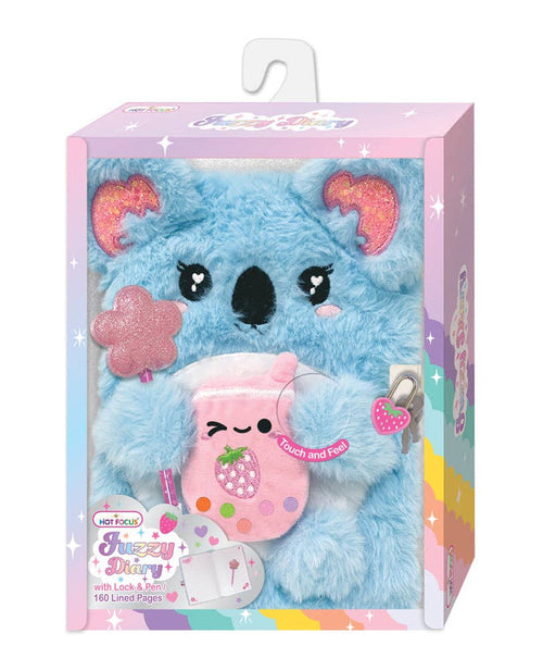 Hot Focus Koala - Fuzzy Diary with Lock and Keys Journal