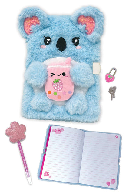 Hot Focus Koala - Fuzzy Diary with Lock and Keys Journal