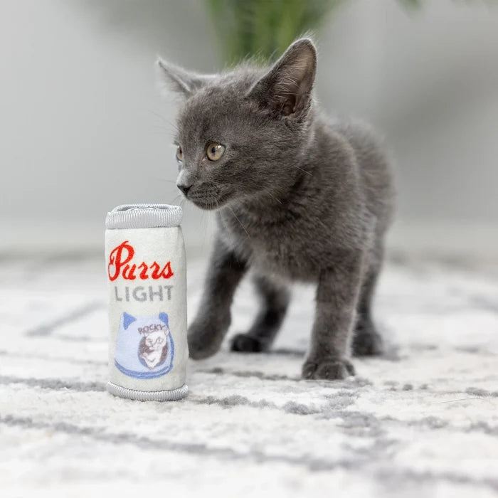 Huxley & Kent Purrs Light Plush Cat Toy - Squeaky Crinkle Beer Can Toy - Dog.Dog.Cat.