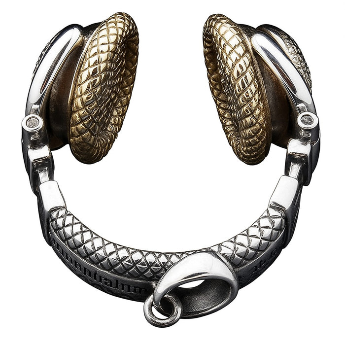 A top-down view of the DJ headphone pendant, showing the textured headband and large bail.