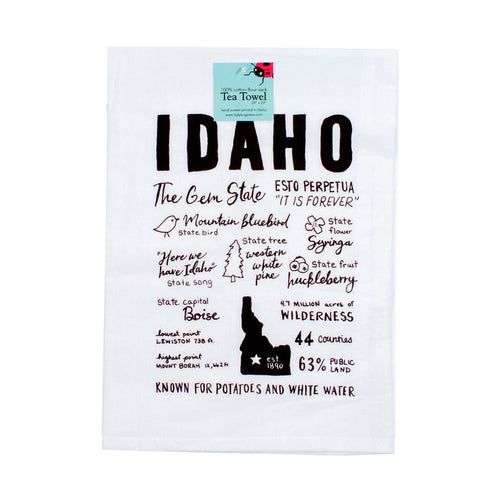 Idaho Facts Tea Towel, flour sack towel