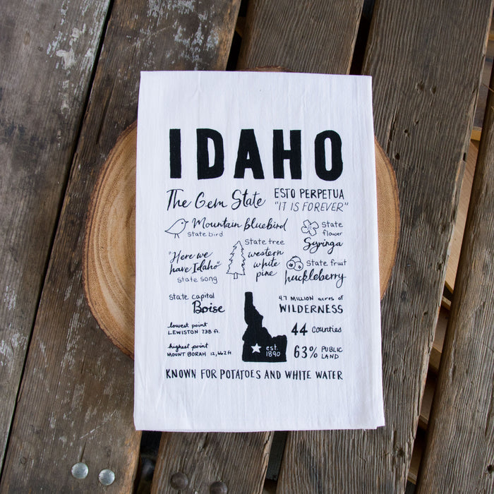 Idaho Facts Tea Towel, flour sack towel