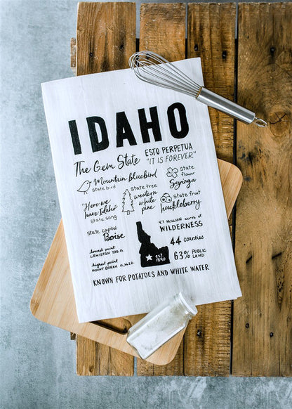 Idaho Facts Tea Towel, flour sack towel