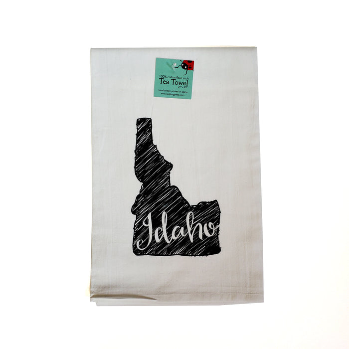 Idaho Sketch Tea Towel, Hand drawn and Screen Printed flour sack towel
