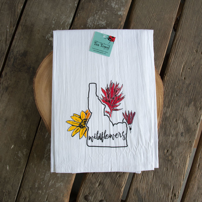 Idaho Wildflowers Tea Towel, Screen Printed flour sack towel