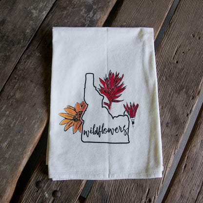 Idaho Wildflowers Tea Towel, Screen Printed flour sack towel