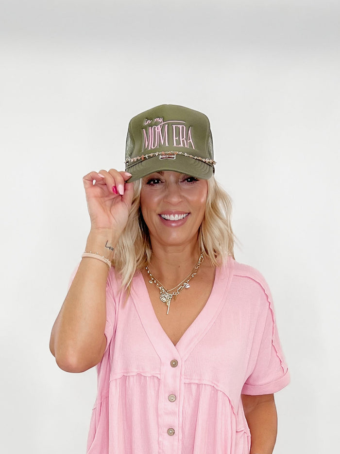 In My Mom Era Trucker Hat, Olive Green