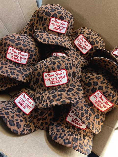 It's Not That Serious Leopard Corduroy Patch Trucker Hat