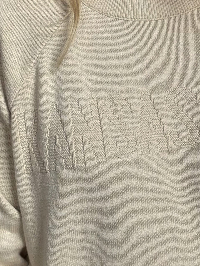 Kansas City Embossed Jacquard Raglan Sweater, Camel