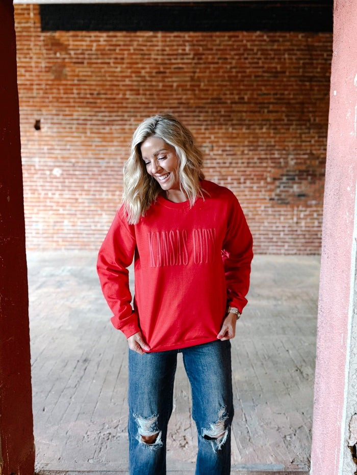 Kansas City Puff Print Sweatshirt, Red