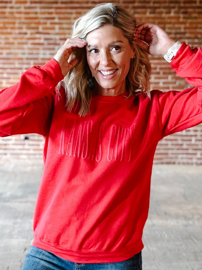 Kansas City Puff Print Sweatshirt, Red