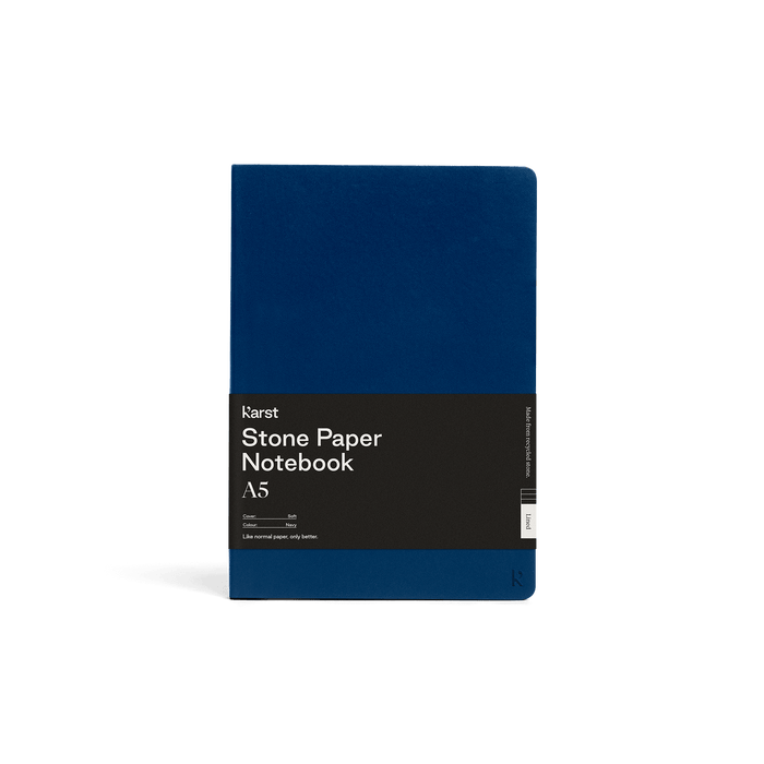 Navy / Blank Custom Karst Stone Paper Softcover Notebook - Corporate Gifts