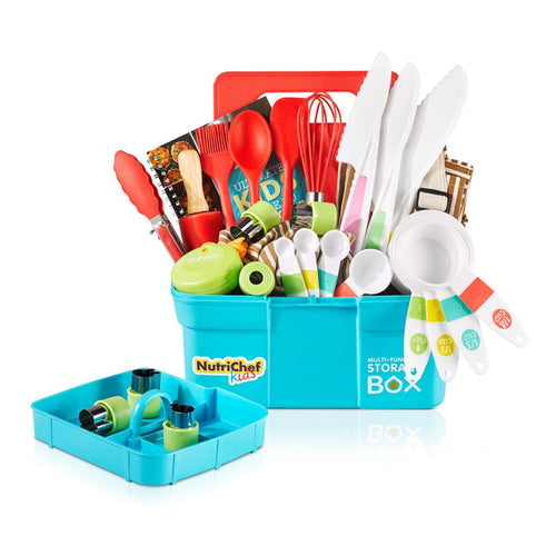 Kids Cooking & Baking Set - Safe Nylon Tools, Recipe Cards, Unisex Apron