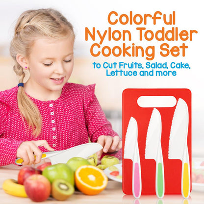 Kids Cooking & Baking Set - Safe Nylon Tools, Recipe Cards, Unisex Apron