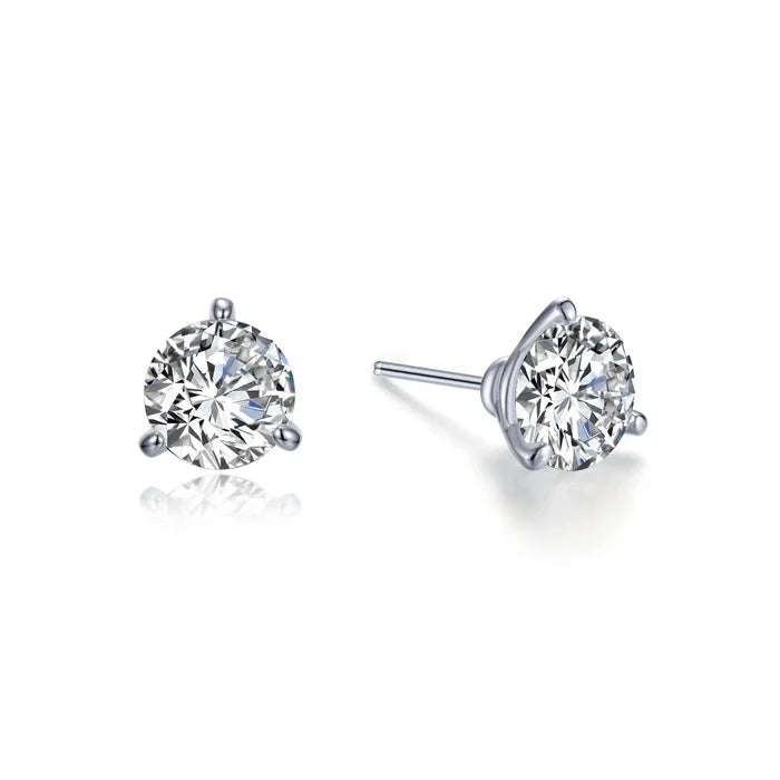 LaFonn 1 CTW 3 Prong Martini Stud Earrings