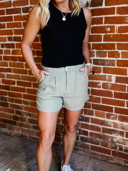 Laira High Rise Shorts, Dried Sage