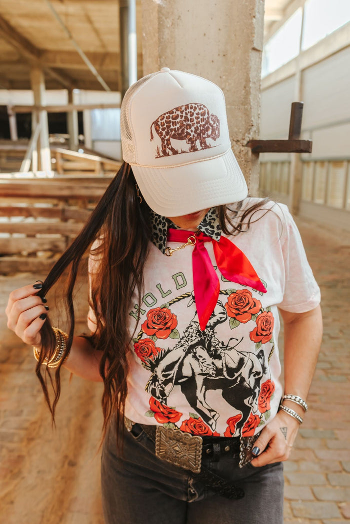 Leopard Buffalo Trucker HatKhaki