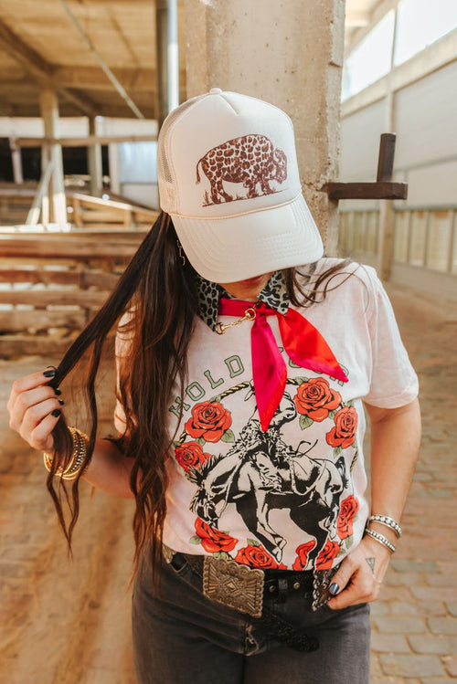 Leopard Buffalo Trucker HatKhaki