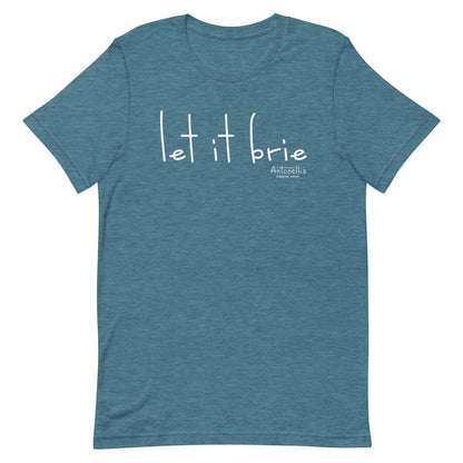 "Let it Brie" Unisex T-Shirt in blue, comfortable and lightweight with white lettering.