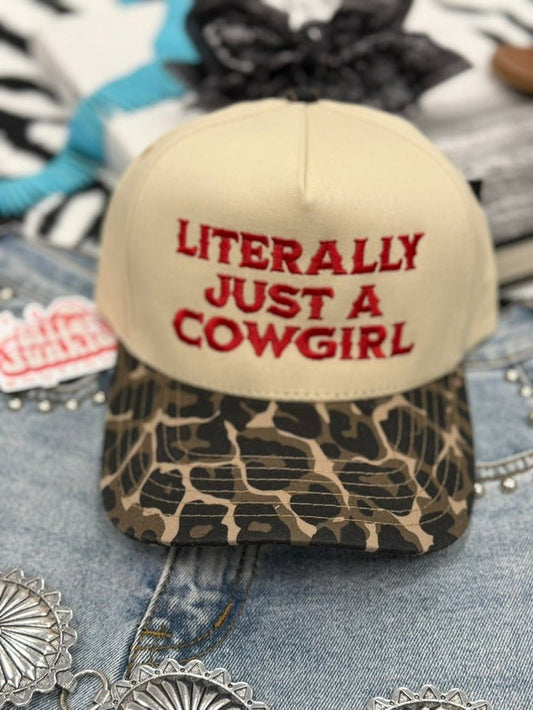 Literally Just A Cowgirl Embroidered Leopard Trucket Hat