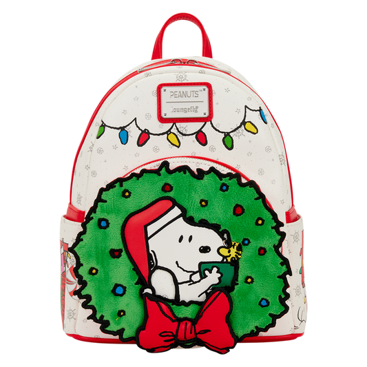 Loungefly Peanuts - Snoopy & Woodstock Holiday Plush Wreath Mini Backpack