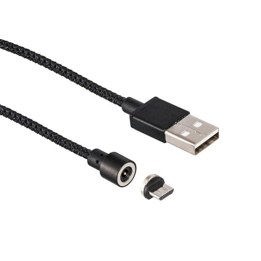 The Magnetic USB to Micro USB Charge Cable features a braided design with a magnetic detachable Micro USB connector and includes a separate magnetic tip, shown against a white background.