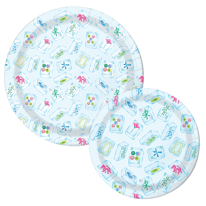 Lucy Grymes Designs Mahjong Heavy-duty Paper Plates (7" and 10") | Set of 8