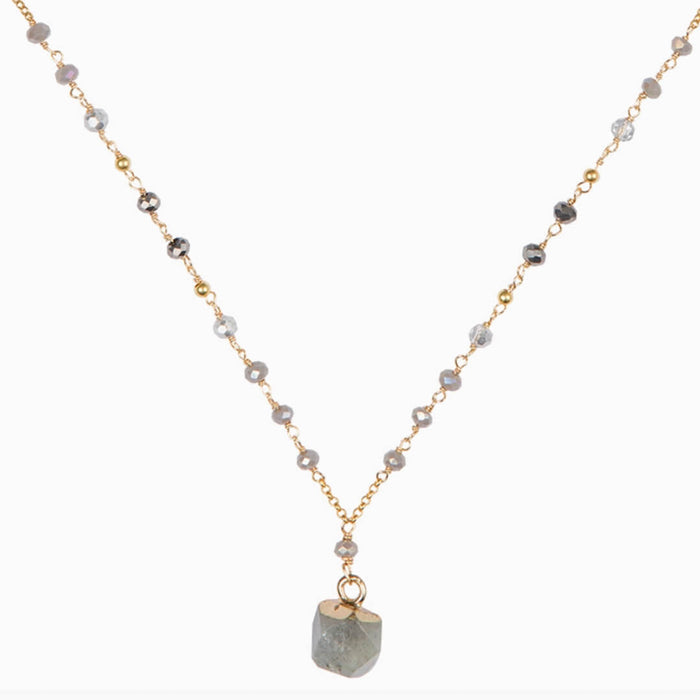 Marquet Fair Trade Geometric Pendant Necklace Granite