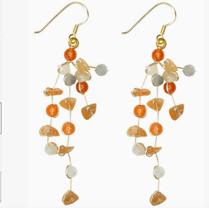 Marquet Fair Trade Multistrand Silk and Stone Earings