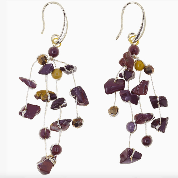 Marquet Fair Trade Multistrand Silk and Stone Earings